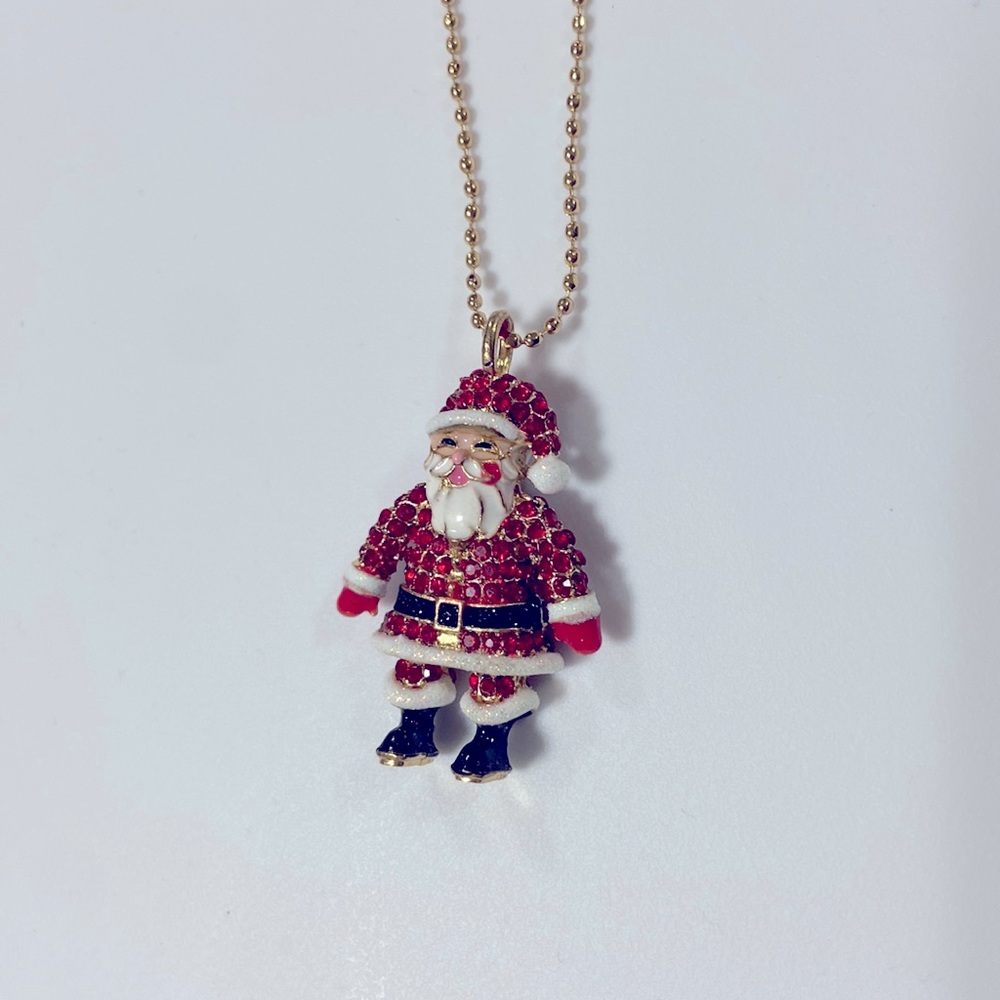 NEW BaubleBar Christmas Santa gemstone 3D long drop necklace
